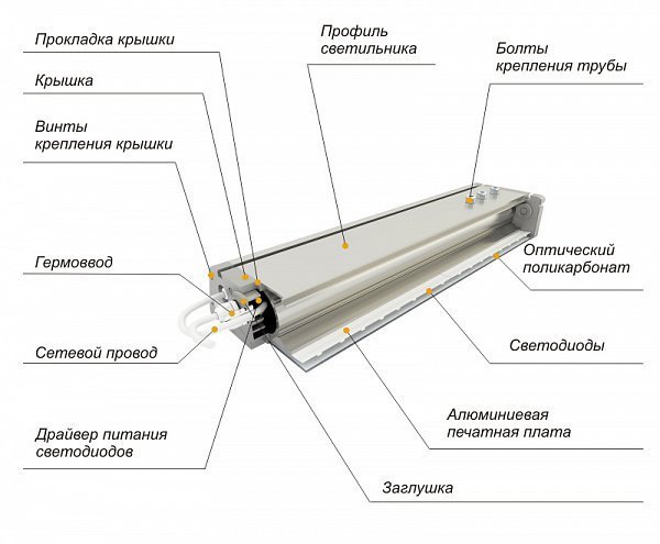 Светодиодный прожектор ДиУС-100/Г65/К25/ схема